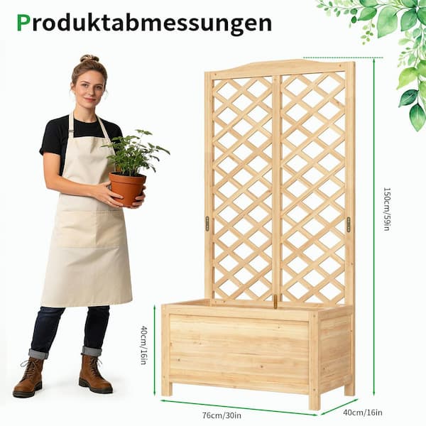 BOZTIY 30 in. L x 16 in. W x 59 in. H Freestanding Raised Garden