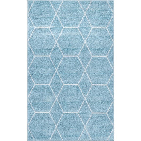 StyleWell Trellis Frieze Light Doormat 3 ft. x 5 ft. Geometric Area Rug