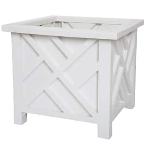 14.75 in. Dia White Plastic Box Planter