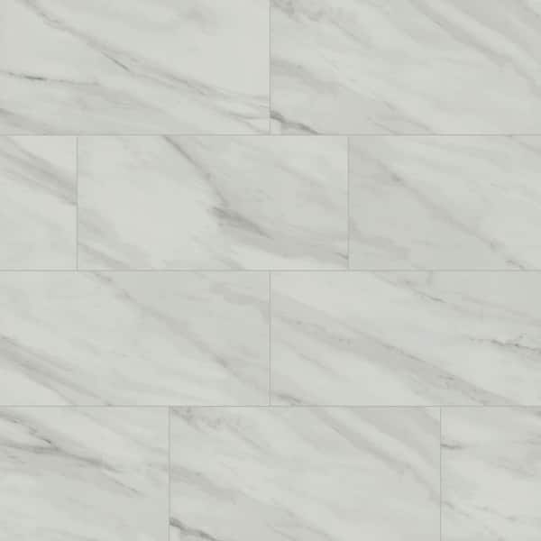 Kolasus White Matte White Stone Look Porcelain Rectangle Tile 12 in. x 24 in., Floor and Wall (448 sq. ft./Pallet)