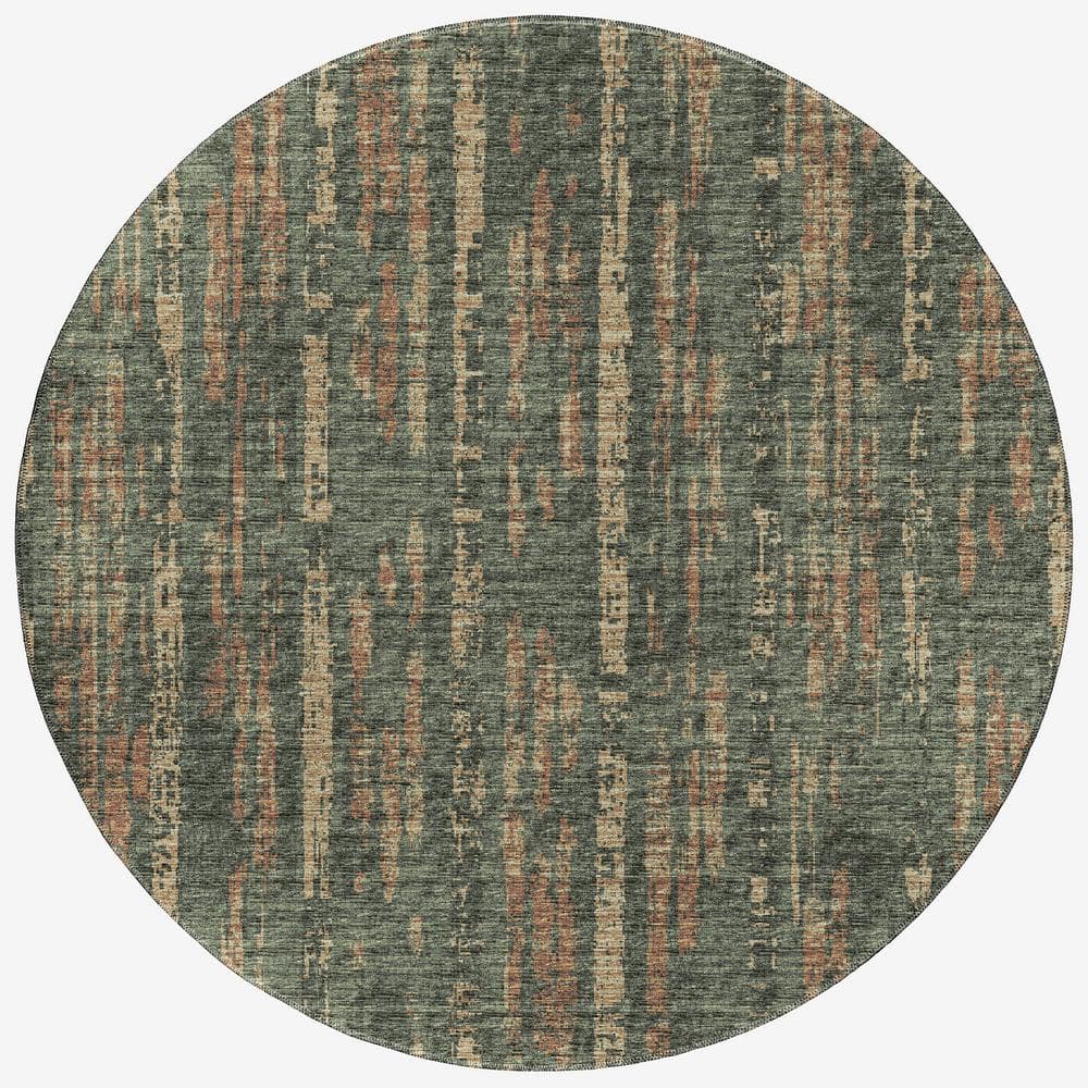 Rylee Green 8 ft. x 8 ft. Geometric Indoor/Outdoor Area Rug