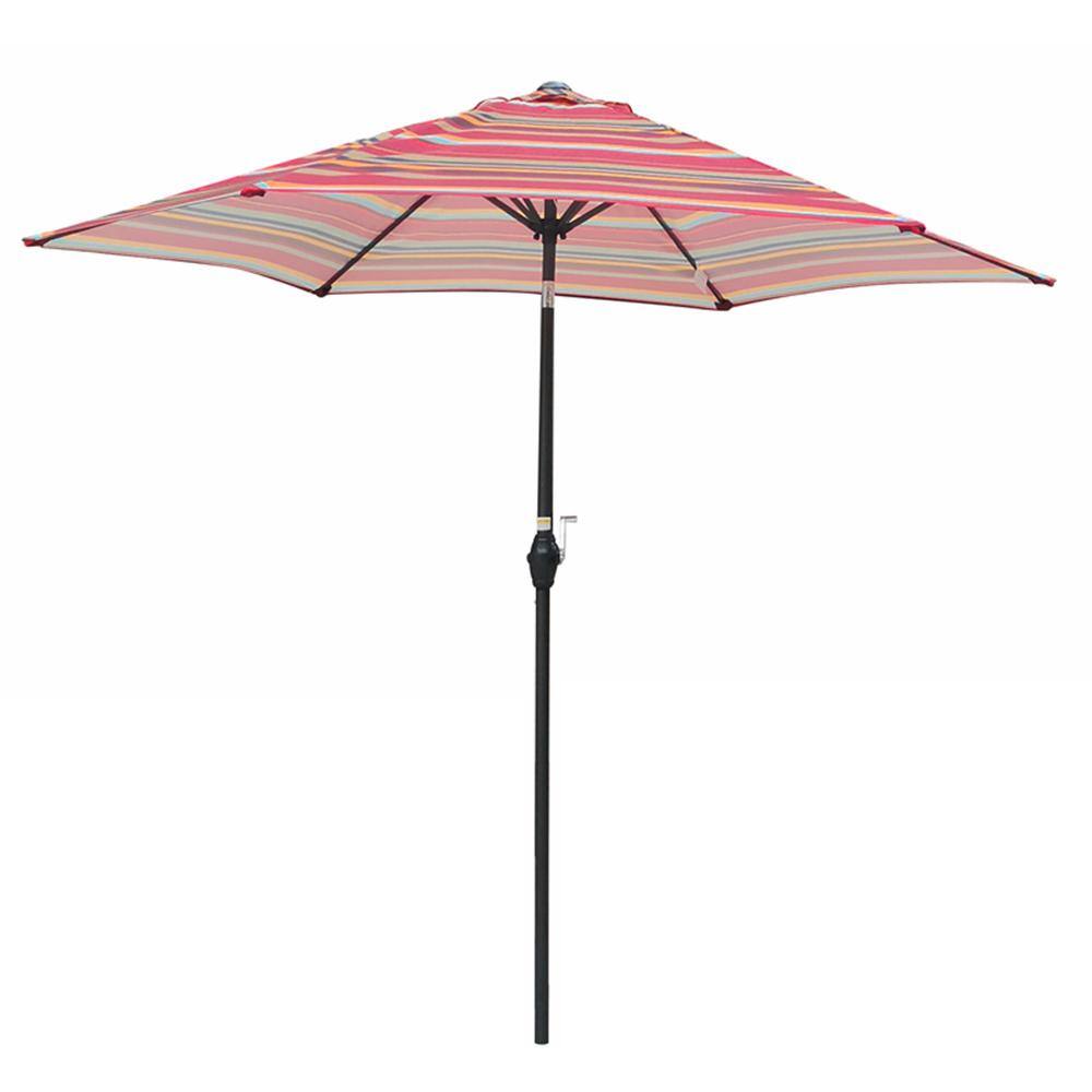 9 ft. Patio Market Table Umbrella with Push Button Tilt and Crank in Red St