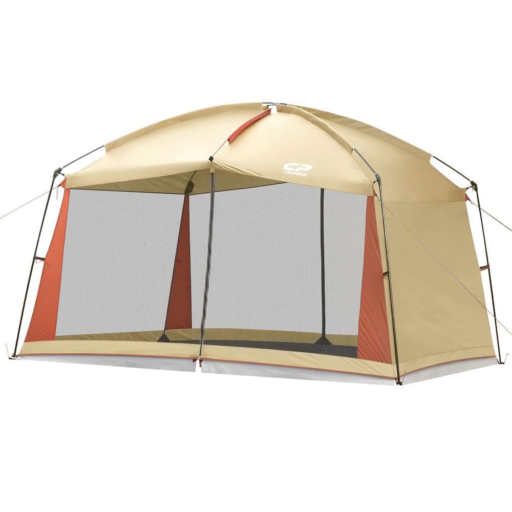 12 ft. x 10 ft. Beige Screened Mesh Net Wall Canopy Tent Screen Shelter Gaz