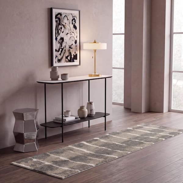Genre 2 ft. x 8 ft. Beige/Gray Stripe Runner Rug