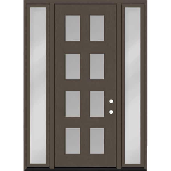 Steves & Sons Regency 64 in. x 96 in. 8L Modern Clear Glass LHIS Ashwood Stain Fiberglass Prehung Front Door w/Clear12in. SLs 6-9/16