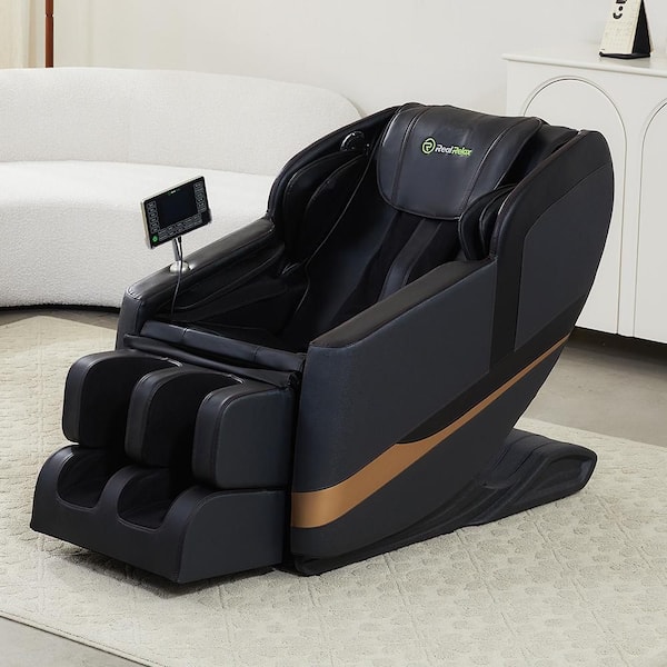 Favor-BS08 Black color heated Full Body Massage Chair with faux leather zero gravity mode and Bluetooth music player