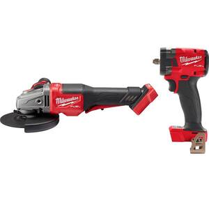 M18 FUEL 18-Volt Li-Ion Brushless Cordless 4-1/2 in./6 in. Braking Grinder w/Paddle Switch with 3/8 in. Impact Wrench