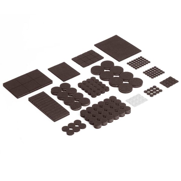 SUPER SLIDERS Assorted Brown Heavy-Duty Bumpers and Felt Pads (300-Pack)