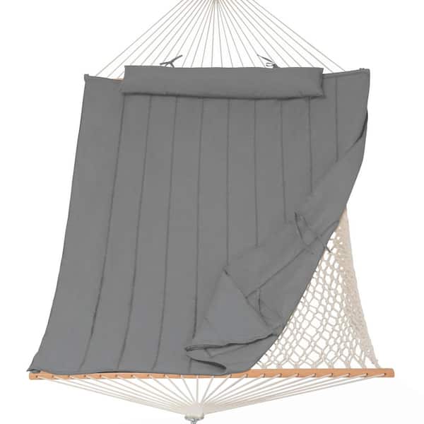 Atesun 10 ft. to 14 ft. Outdoor Rope Hammock with Polyester Pad, 475 lbs. Capacity, Gray