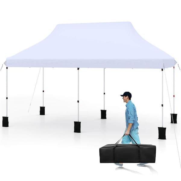 10 ft. x 20 ft. White Pop-up Canopy Sun Protection Tent with Carrying Bag