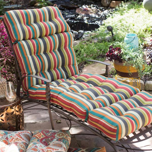 Greendale Home Fashions 22 in. x 72 in. Sunset Stripe Outdoor Chaise Lounge Cushion