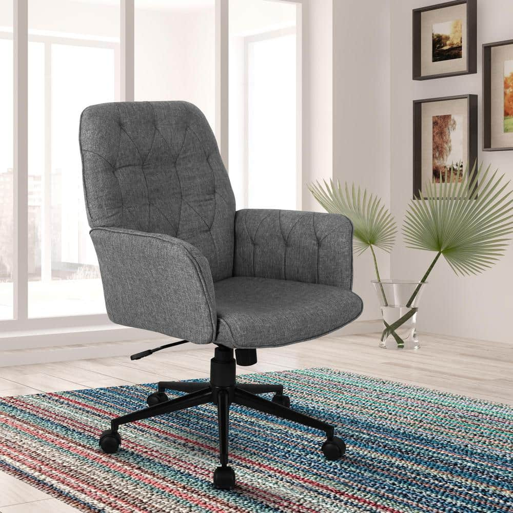 TECHNI MOBILI Grey Modern Upholstered Tufted Office Chair with