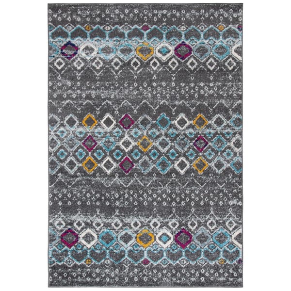 SAFAVIEH Amsterdam Dark Gray/Ivory 5 ft. x 8 ft. Multi-Diamonds Chevron Area Rug