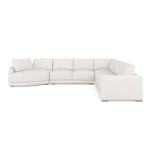 Laguna 129.9 in. Left-Arm Facing Modular Feather-Cushion Polyester 4-Piece Chaise Sectional Sofa, Wheat Cream Beige