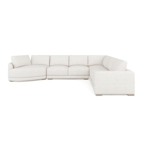 Jennifer Taylor Laguna 129.9 in. Left-Arm Facing Modular Feather-Cushion Polyester 4-Piece Chaise Sectional Sofa, Wheat Cream Beige