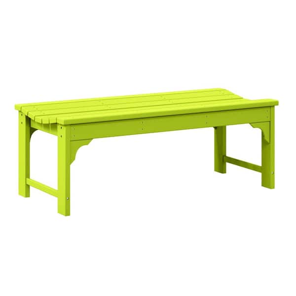 WESTIN OUTDOOR Mason Outdoor Patio All-Weather Fade Resistant HDPE Poly Plastic Backless Garden Bench in Lime