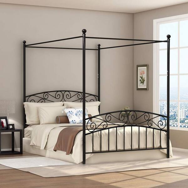 Boyel Living Black Queen Size Metal, Queen Platform Bed Frame With Headboard And Footboard