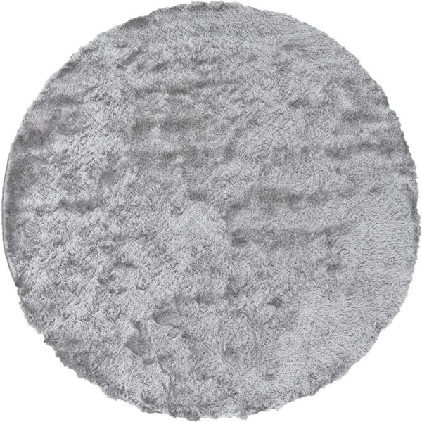 Weave & Wander Freya Platinum 8 ft. x 8 ft. Round Shag Area Rug