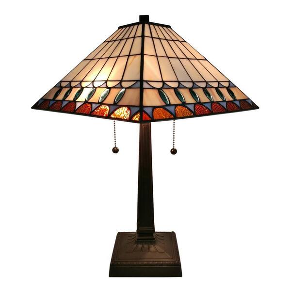 Amora Lighting 21 in. Tiffany Style Multicolored Mission Table Lamp