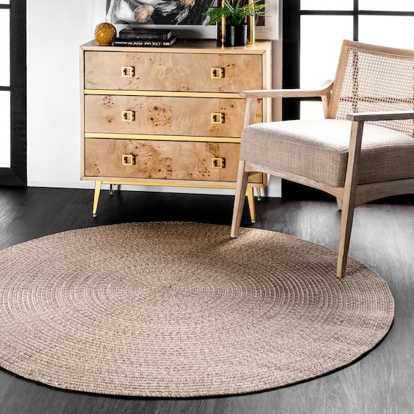 Lefebvre Casual Braided Tan Doormat 3 ft. x 5 ft. Indoor/Outdoor Oval Patio Rug