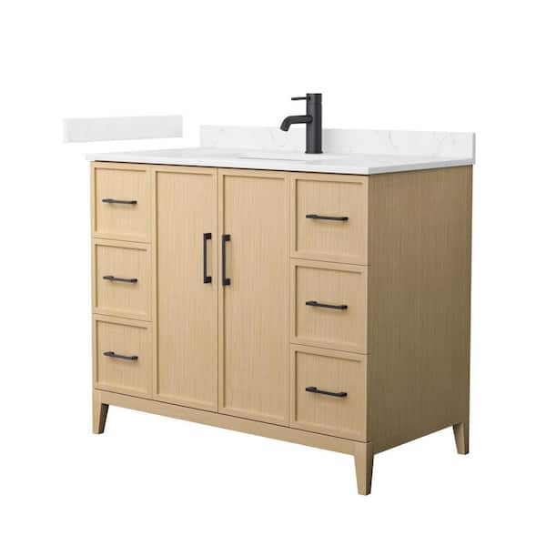 Wyndham Collection Elan 42 in. W x 22 in. D x 35 in. H Single Bath Vanity in White Oak with Carrara Cultured Marble Top