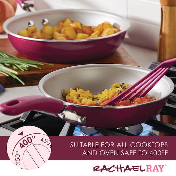Rachael Ray 13 Piece Create Delicious Aluminum Nonstick Cookware Set, Burgundy Shimmer