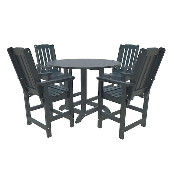 Unbranded Glennville 5-Pieces Round Recycled Plastic Outdoor Counter Dining Set