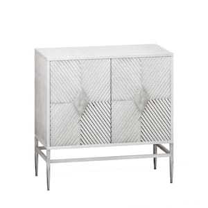 31.5 in. W x 15.75 in. D x 31.89 in. H White Washed Wood Steel Linen Cabinet with 2 Doors and Adjustable Shelf