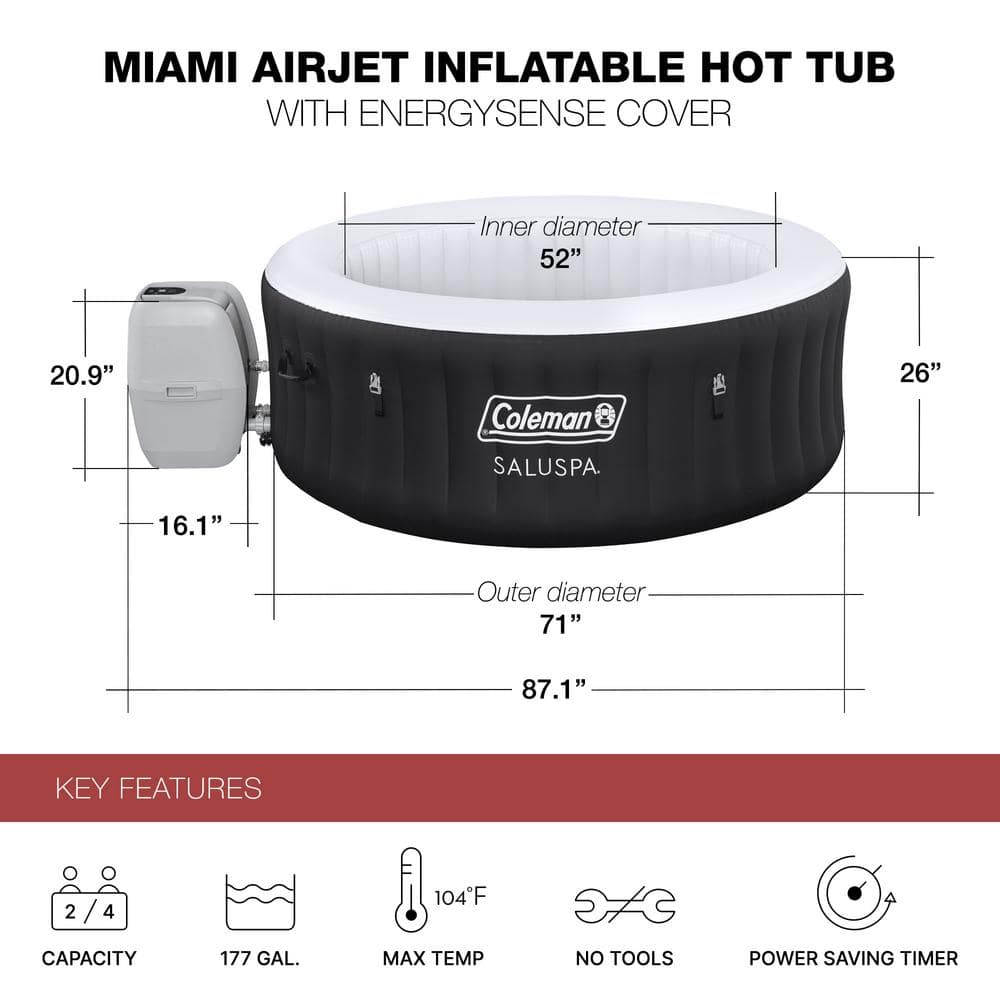 Coleman Black and White Inflatable Round 4-Person Hot Tub with AirJets