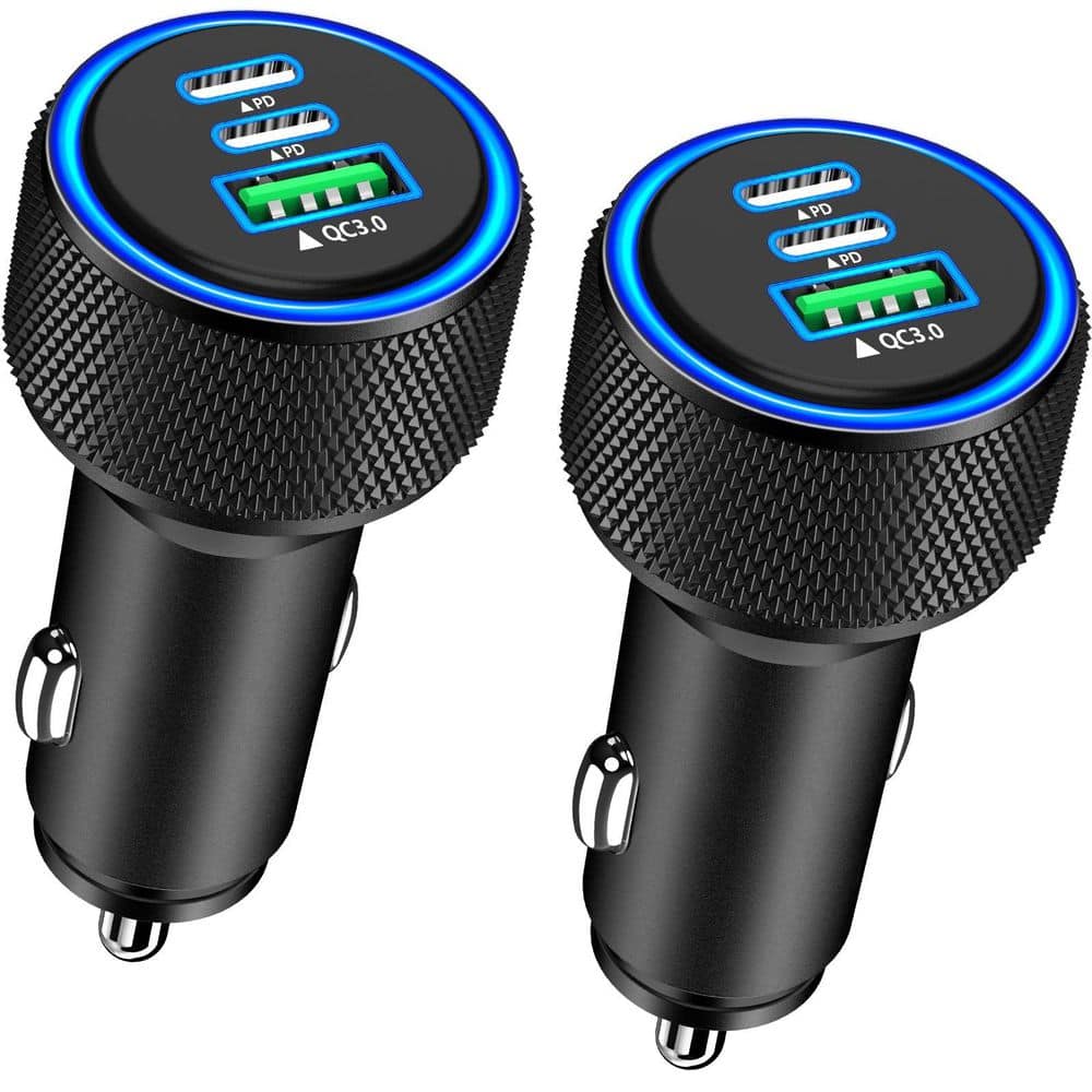 3-Port 67W USB-C Car Charger Adapter Cigarette Lighter in Black for iPhone Galaxy Pixel 2 Pack price history on PriceWatchPro