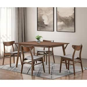 Palm Shade 5-Piece Rectangle Walnut Wood Top Dining Room Set Seats 4