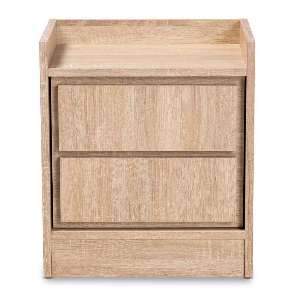 Hale Oak Brown 2-Drawer Modern Nightstand