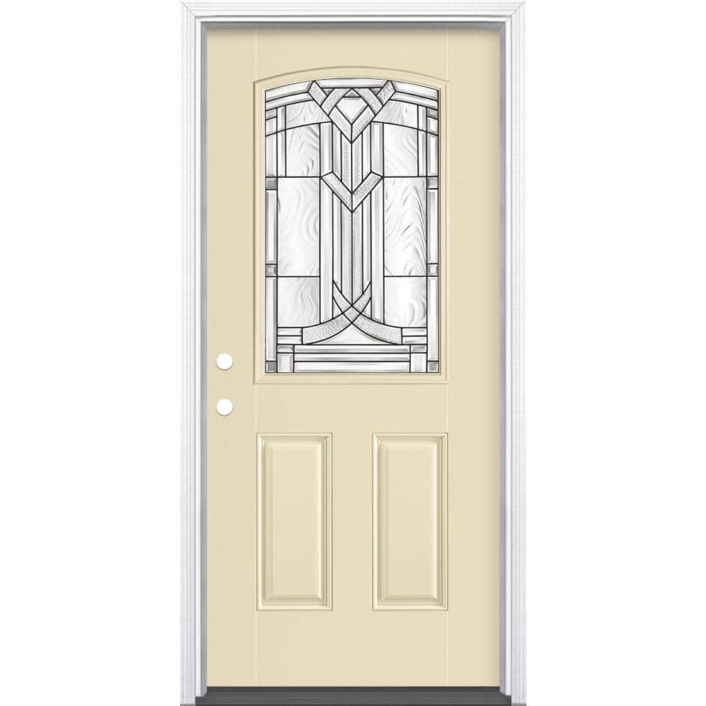 36 in. x 80 in. Chatham Camber Top Half Lite Right-Hand Painted Smooth Fiberglass Prehung Front Door w/ Brickmold price history on PriceWatchPro