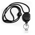 Black Retractable Id Lanyard  3/8 inch badge reel black lanyard