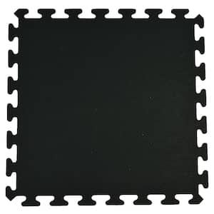 GMats Black 24 in. W x 24 in. L Rubber Gym Interlocking Flooring Tile (Case of 6) (23.28 sq. ft.)