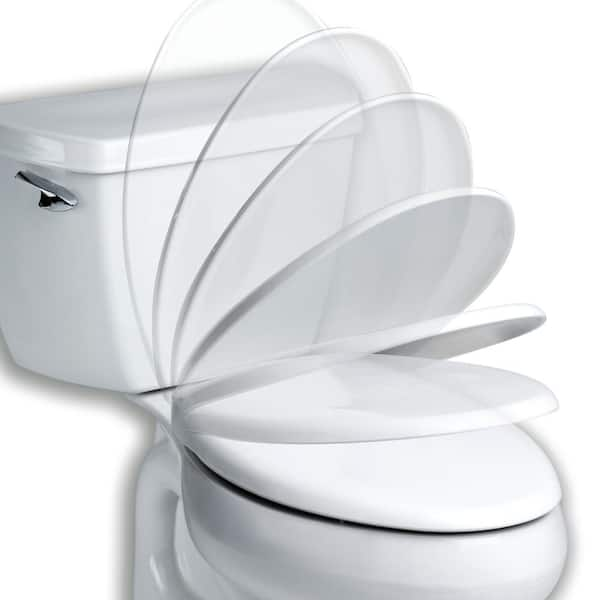 Affinity Elongated Soft Close Plastic Closed Front Toilet Seat in Bone Never Loosens and Removes for Easy Cleaning