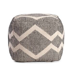 Maplewood 20 in. x 20 in. x 20 in. Black and Ivory Pouf