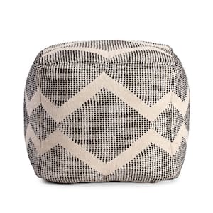 Maplewood 20 in. x 20 in. x 20 in. Black and Ivory Pouf