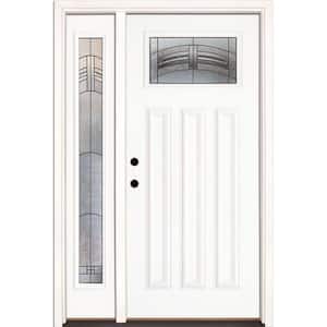 50.5 in.x81.625 in. Rochester Patina Craftsman Lt Unfinished Smooth Right-Hand Fiberglass Prehung Front Door w/Sidelite