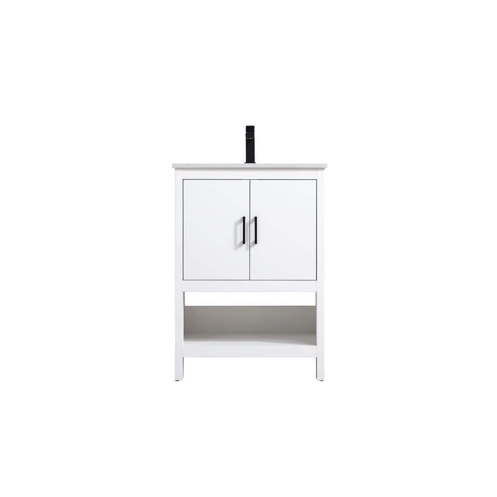 24 in. Single Sink White Bath Vanity with White Engineered Marble Top price history on PriceWatchPro