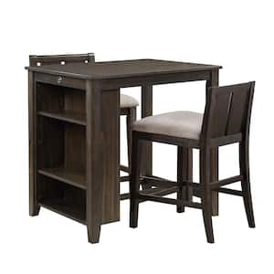 Kaydee 3-Piece Dark Cherry Finish Wood Bar Table Set Seats 2