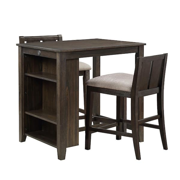 Lazzara Kaydee 3-Piece Dark Cherry Finish Wood Bar Table Set Seats 2