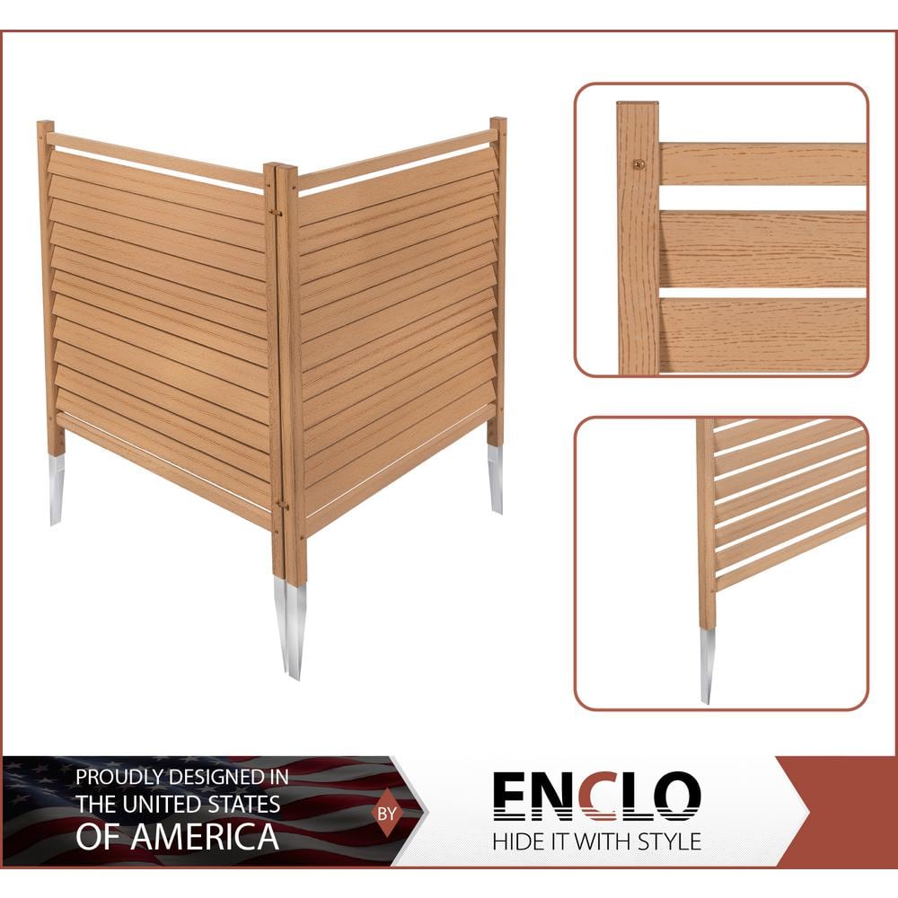Cedar Color Vinyl Louvered Privacy Screen Panels, 44in H x 36in W