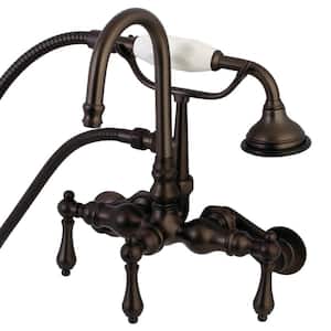 Vintage Adjustable Center 3-Handle Claw Foot Tub Faucet with Handshower in Oil Rubbed Bronze