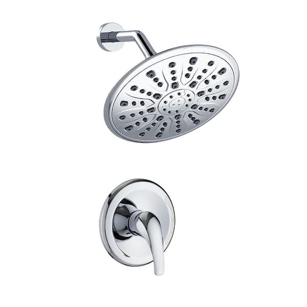 cadeninc Single-Handle 1-Spray Patterns Round 10 in. Detachable Shower Head Shower Faucet in Chrome (Valve Included)