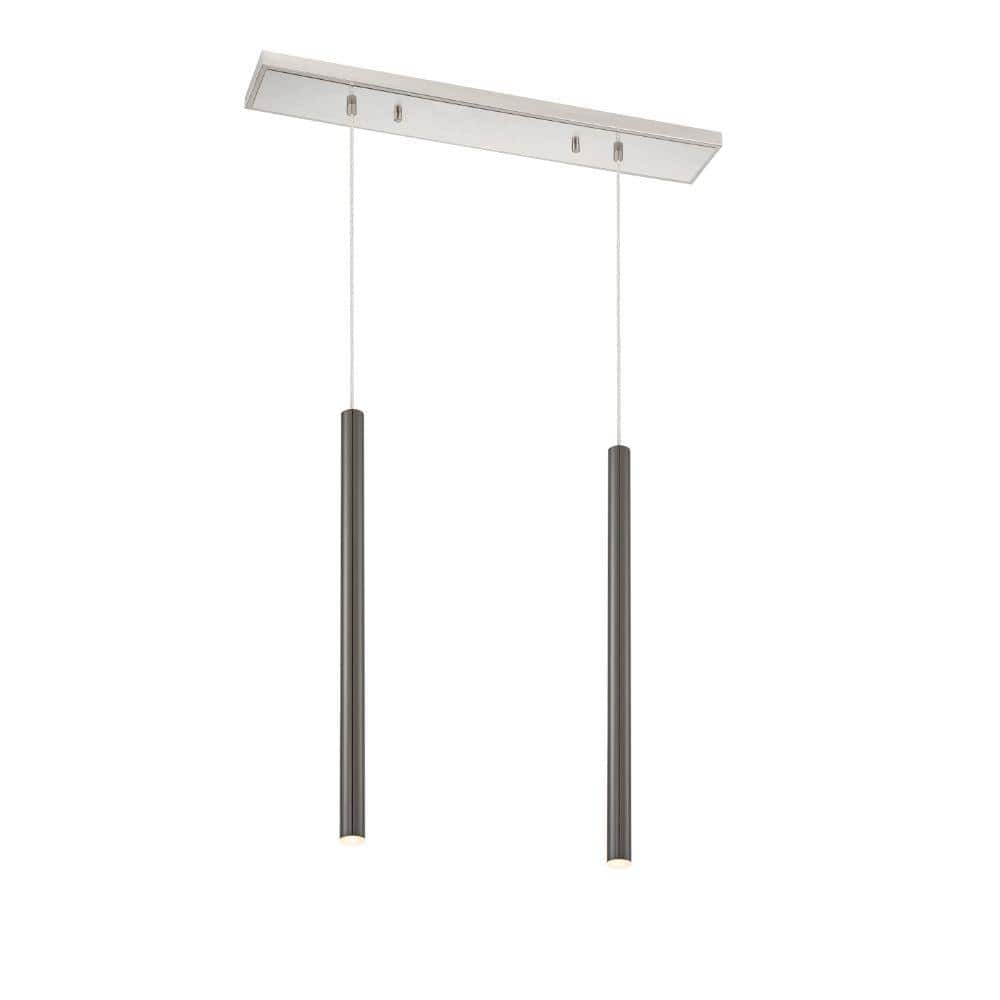 Forest 5-Watt 2-Light Integrated LED Brushed Nickel Shaded Chandelier with 