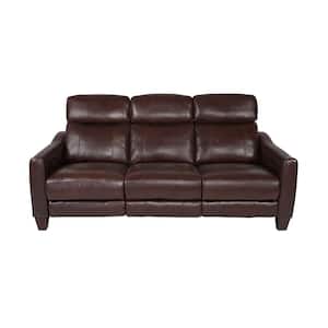 Milos 83 in. Straight Arm Leather Contemporary Zero Gravity Power Reclining Sofa in Chocolate