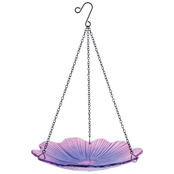 Ecocycle 0.63 qt. Glass/Metal Hanging Bird Feeder