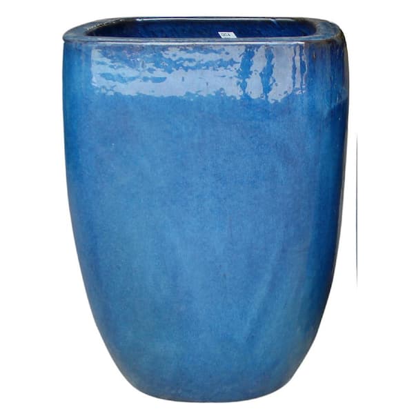 Trendspot 16 In. Blue Quadrato Ceramic Planter CR20078-16M - The Home Depot