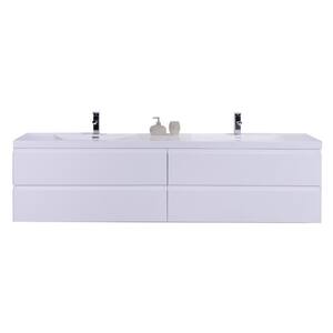 Bohemia 72 in. W Bath Vanity in High Gloss White with Reinforced Acrylic Vanity Top in White with White Basins